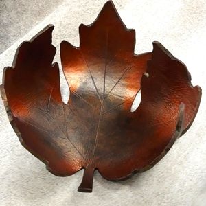 Maple Leaf Leather Valet Tray/Decorative Tray/ Bowl / Handcrafted/ Home decor